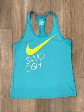 Nike Women’s Turquoise Racerback Tank with Neon Yellow Swoosh